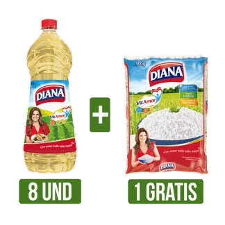 8Und Aceite Diana Vitaminas x450ml Gts Arroz Diana x500gr
