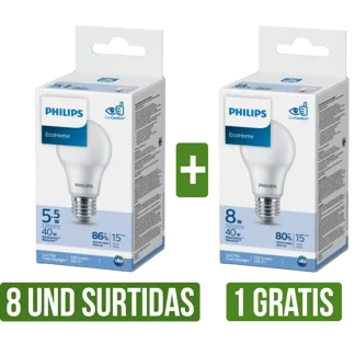 8 Und Bombillos Led Philips Luz Clara (5.5W/8W) Gts 1Und Bombillo Led Philips 8W Luz Clara