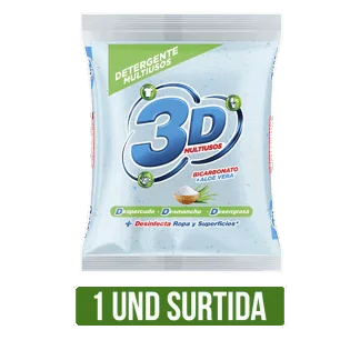 Detergente 3D Polvo (Manzana/Multiusos) x125gr