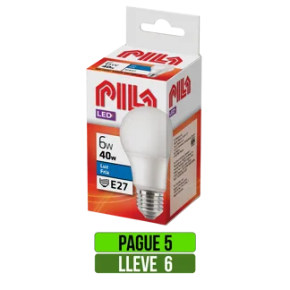 Pague 5 Lleve 6Und Bombillo Led Philips Pila 6W Luz Blanca