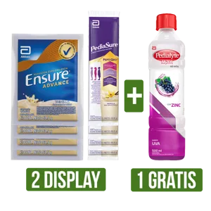 2Dp Vainilla(Ensure Adv x53.5gr+Pediasure Pepti x49gr) Gts Pedialyte Max 60Meq x500ml