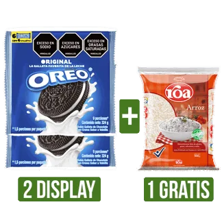 2Display Galletas Oreo Original x6Un x54gr Gts Arroz Roa Fortiplus x500gr