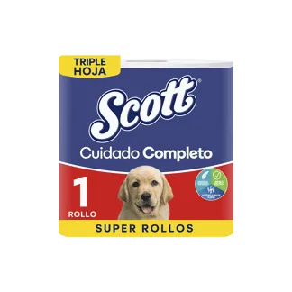Papel Higiénico Scott Cuidado Completo Triple Hoja x1 Rollo x30mts