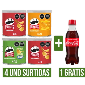 4Und (Papas Fritas Pringles (x40gr/37gr)) Gts Coca-Cola Botella Pet x250ml