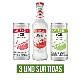 3Und Vodka Smirnoff Ice (Lata x250ml/Botella x275ml)/(Green Apple/Original)