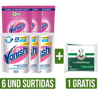 6Un Desmanchador Vanish Liquido Surtido x130ml Gts Sal Refisal x500gr