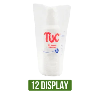 12Display Vaso Tuc 5 Onzas Blanco x50Und