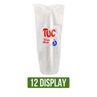 12Display Vaso Tuc 9 Onzas Transparente x50Und