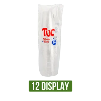 12Display Vaso Tuc 10 Onzas Transparente x50Und
