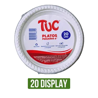 20Display Plato Plástico Tuc 6" Blanco x20Und