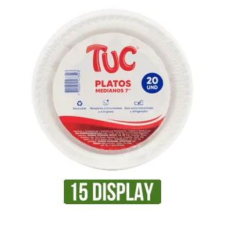15Display Plato Plástico Tuc 7" Blanco x20Und
