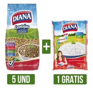 5Und Lenteja Diana x500gr Gts Arroz Diana x500gr
