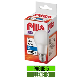 Pague 5 Lleve 6Un Bombillos Led Pila 6W E27 Luz Clara