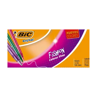 Boligrafo Bic Cristal Fashion Surtido x12 Boligrafos
