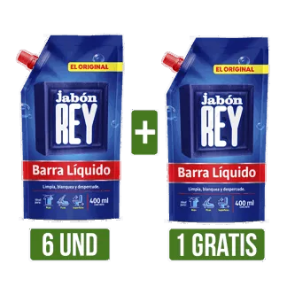 6Und Jabón Rey Barra Liquido DoyPack x400ml Gts Jabón Rey Barra Liquido DoyPack x400ml
