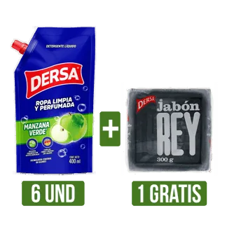 6Und Detergente Liquido Dersa Manzana x400ml Gts Jabón Rey x300gr