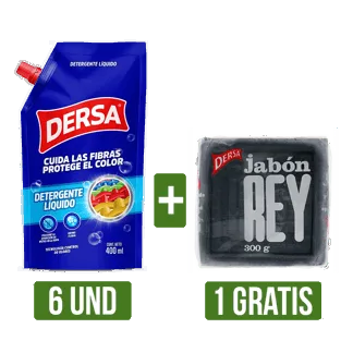 6Und Detergente Liquido Dersa x400ml Gts Jabón Rey x300gr