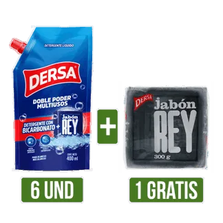 6Und Detergente Liquido Dersa + Jabón Rey DoyPack x400ml Gts Jabón Rey x300gr