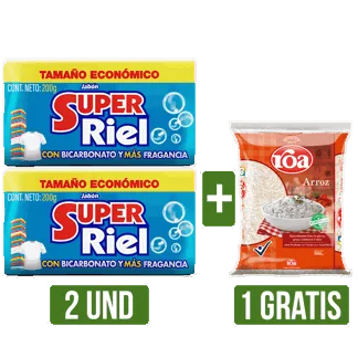 2Un Jabón Super Riel x200gr Gts 1Un Arroz Roa Fortiplus x500gr