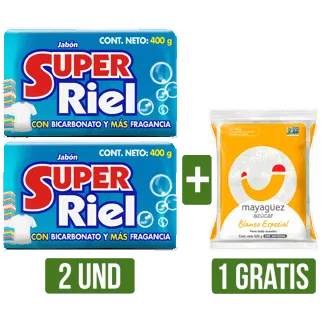 2Un Jabón Super Riel x400gr Gts 1Un Azucar Mayagüez Blanco Especial x500gr