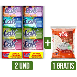 2Un Jabón Lak Sensaciones Surtido x4 Jabones x110gr Gts 1Un Arroz Roa Fortiplus x500gr