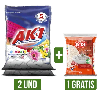 2Un Detergente Ak-1 Floral x450gr Gts 1Un Arroz Roa Fortiplus x500gr