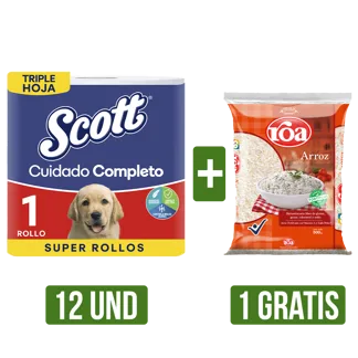 12Und Papel Higiénico Scott Triple Hoja x1 Gts 1Und Arroz Roa Fortiplus x500gr
