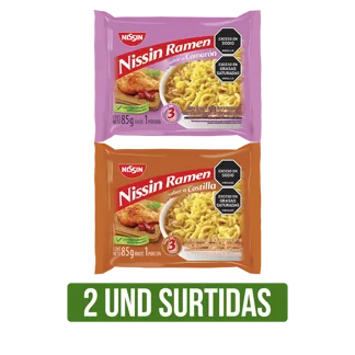 2Und Pasta Precocida Nissin Ramen Sabores Surtidos x85gr