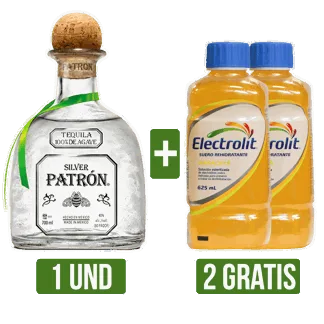 Tequila Patrón Silver x700ml Gts 2Und Suero Electrolit Maracuya x625ml