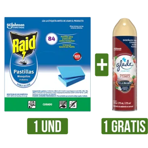 Insecticida Raid Pastillas Pague 72 Lleve 84 Gts Ambientador Glade Aerosol x275ml