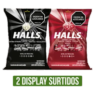 2Display Caramelo Halls Surtido Bolsa x100Un x3gr