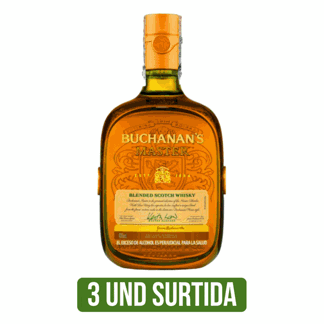 3Un Whisky Buchanan´s (Master/D´Luxe)/(x1000ml/x750ml)/12 años D´Luxe x375ml