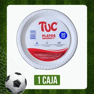 Caja Plato Plástico Tuc 9" Blanco x60Dp x20Un