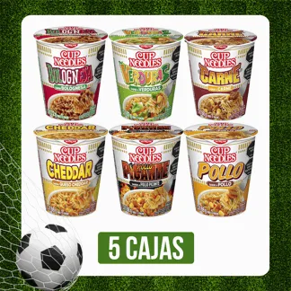 5Cajas Cup Noodles Surtido (Carne/Pollo/PolloPic/Queso/Verduras/Bolognesa)x72gr