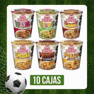 10Cajas Cup Noodles Surtido (Carne/Pollo/PolloPic/Queso/Verduras/Bolognesa)x72gr