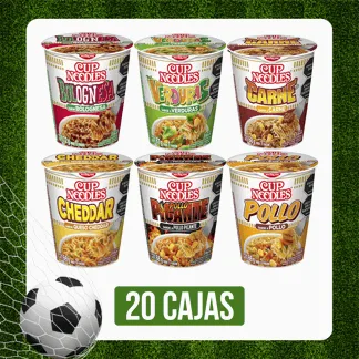 20Cajas Cup Noodles Surtido (Carne/Pollo/PolloPic/Queso/Verduras/Bolognesa)x72gr