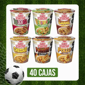 40Cajas Cup Noodles Surtido (Carne/Pollo/PolloPic/Queso/Verduras/Bolognesa)x72gr