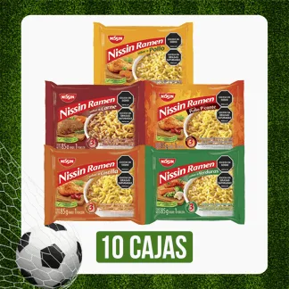 10Cajas Nissin Ramen Surtido (Carne/PolloPicante/Pollo/Costilla/Verduras)x85gr