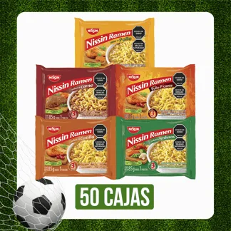 50Cajas Nissin Ramen Surtido (Carne/PolloPicante/Pollo/Costilla/Verduras)x85gr