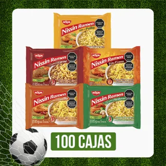 100Cajas Nissin Ramen Surtido (Carne/PolloPicante/Pollo/Costilla/Verduras)x85gr