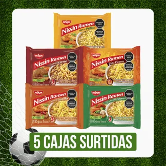 5 Cajas Pasta Nissin Ramen surtidas x30Un x85gr