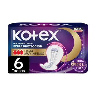 Toalla Higiénica Kotex Nocturna Tela x6 Toallas