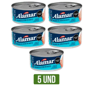 5 Und Atún Alamar Bocados Aceite x140gr