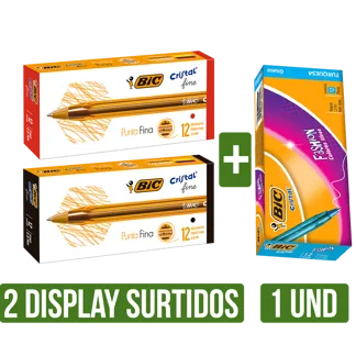 2Display Boligrafo Punta Fina Surtido x12Un +  Boligrafo Fashion Surtido x12