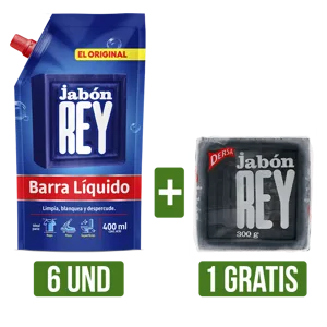 6Und Jabón Rey Barra Liquido DoyPack x400ml Gts 1Und Jabón Rey x300gr