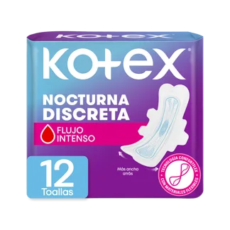 Toalla Higiénica Kotex Nocturna Tela x12 Toallas