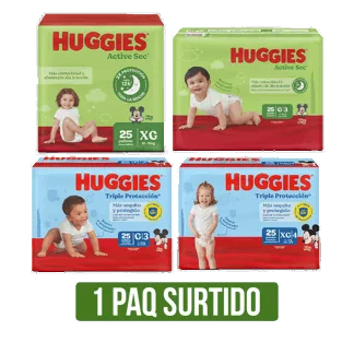 Pañal Huggies Active Sec (Talla L / Talla XG ) / Triple Protección (Etapa 3 /Etapa 4)x25
