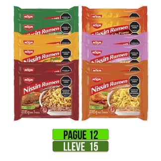 Pague 12 Lleve 15Un Nissin Ramen Surtidox85gr