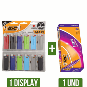 Encendedor BIC Maxi J6 + Boligrafo Fashion Surtido