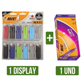Encendedor BIC Maxi J6 + Boligrafo Fashion Surtido